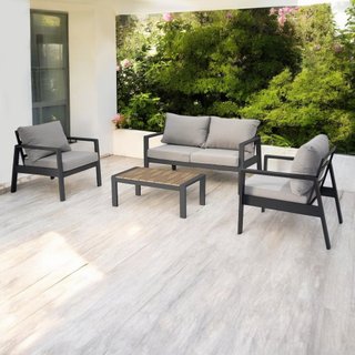 Set Salotto da Esterno 4 Posti Antracite Alluminio