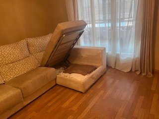 Sofá chaiselongue beige tela