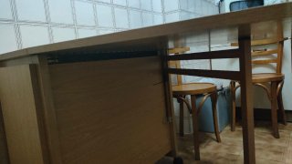 Mesa plegable cocina con ruedas y almacenaje
