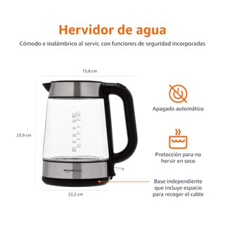 Hervidor Eléctrico Cristal Amazon Basics 1.7L