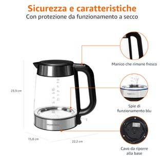 Hervidor Eléctrico Cristal Amazon Basics 1.7L