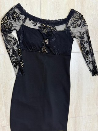 Vestido fiesta negro y dorado