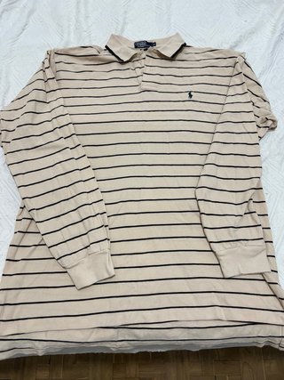 Polo Ralph Lauren Manga Larga Rayas Beige Talla xL