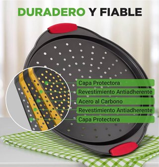 NutriChef Bandeja Pizza Antiadherente Grande
