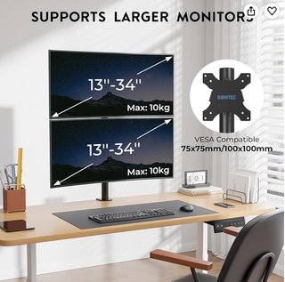 Soporte Doble Monitor Vertical BONTEC Negro