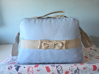 Bolso carro bebé azul y beige niño