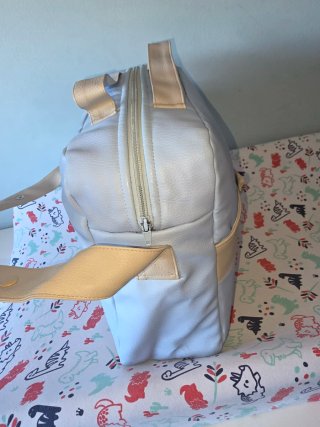 Bolso carro bebé azul y beige niño