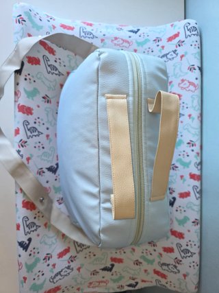 Bolso carro bebé azul y beige niño