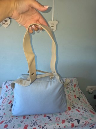 Bolso carro bebé azul y beige niño