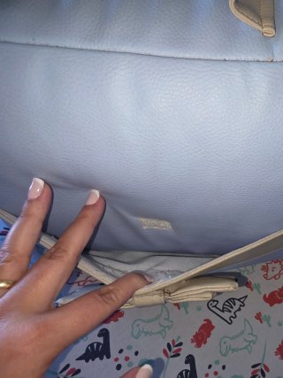 Bolso carro bebé azul y beige niño