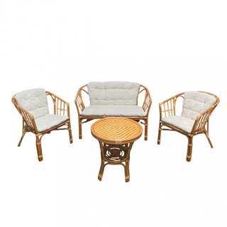 Salotto da Esterno 4 Posti in Rattan con Cuscini