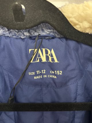 Chaqueta Zara Borreguillo Cuadros Azul Beige Talla