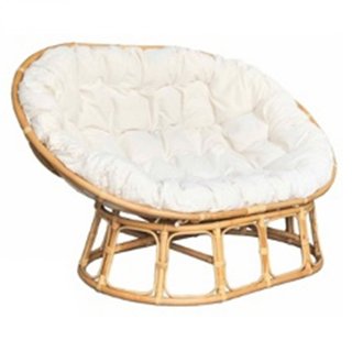 Divano da Esterno in Rattan con Cuscino Bianco