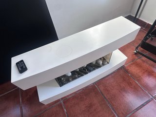 Chimenea eléctrica moderna cristal y madera