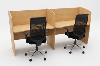 Mesa de oficina multipuesto madera y cristal