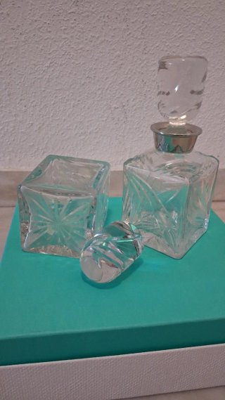 2 Tarros Tocador Cristal y Plata Antiguos
