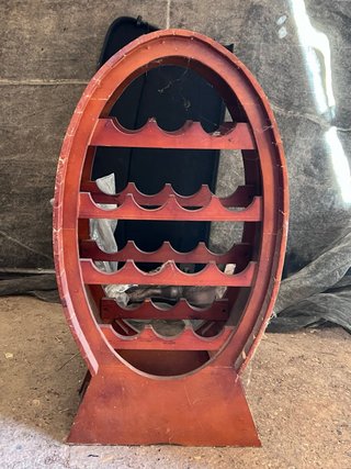 Botellero de madera estilo barril