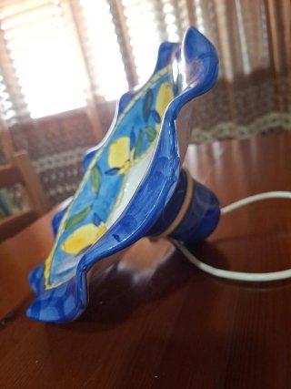 Lampadario Maioliche Blu Giallo Ceramica