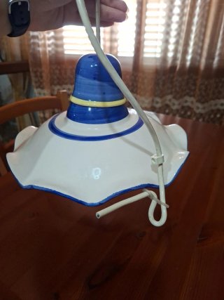Lampadario Maioliche Blu Giallo Ceramica