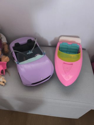 Pack Coche y Barco Barbie Rosa y Lila