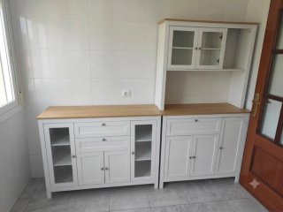 Mueble auxiliar cocina madera y cristal