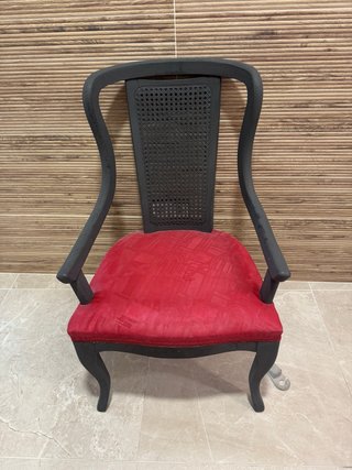 Silla vintage rejilla ratán y madera