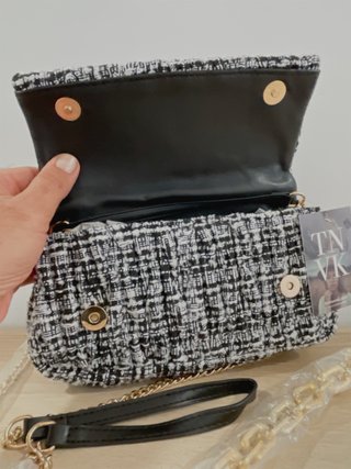 Bolso tweed negro y blanco