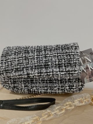 Bolso tweed negro y blanco
