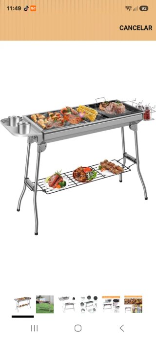 Parrilla de aluminio plegable