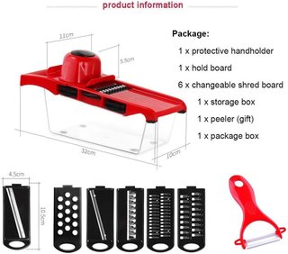 Cortador picador 6 en 1 rojo para frutas y verdura