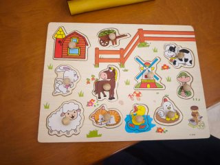 Puzzle madera granja animales