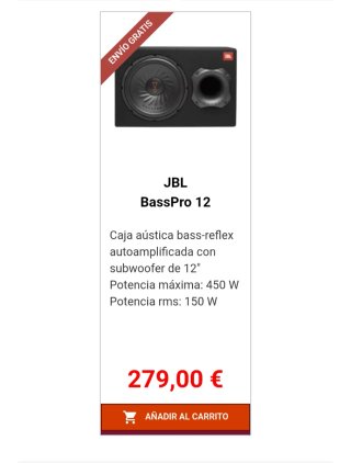 Subwoofer JBL BassPro 12 autoamplificado