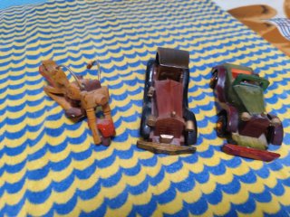 Lote 3 coches y moto madera