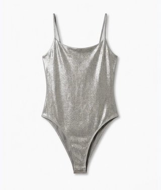 Body plateado brillante tirantes finos