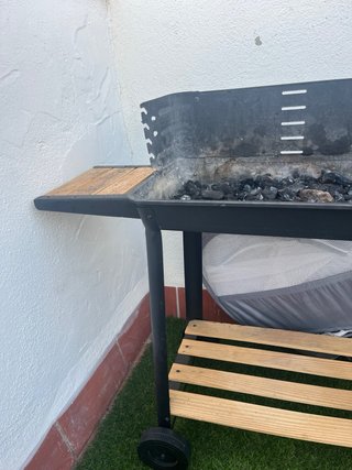 Barbacoa Carbón Portátil Metal y Madera