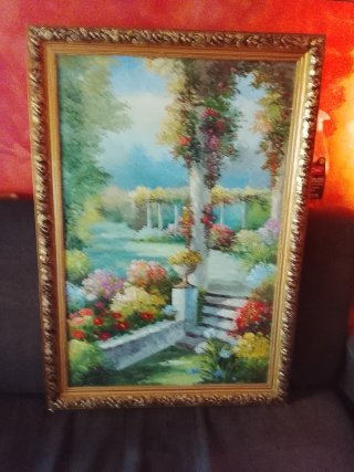 Cuadro de flores pintado a mano