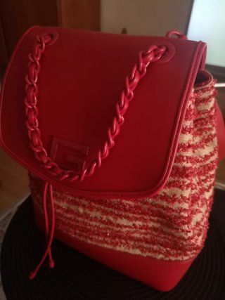 Mochila Mujer Beige y Roja