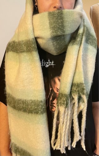 Maxi bufanda  beige y verde