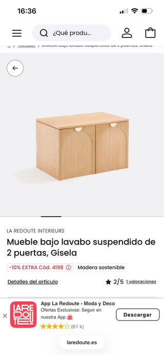 Mueble lavabo suspendido Gisela.