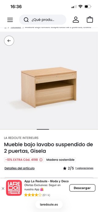 Mueble lavabo suspendido Gisela.