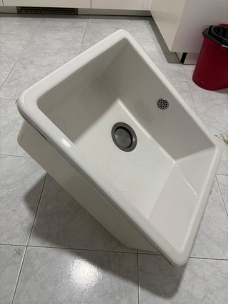 Pila Fregadero Cocina Porcelana Blanca