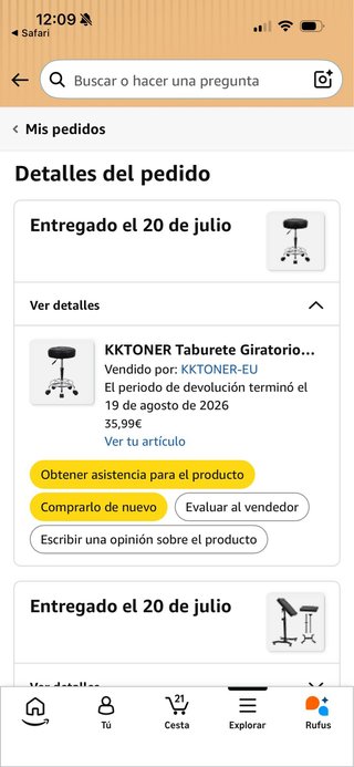 Taburete Giratorio KKTONER Negro