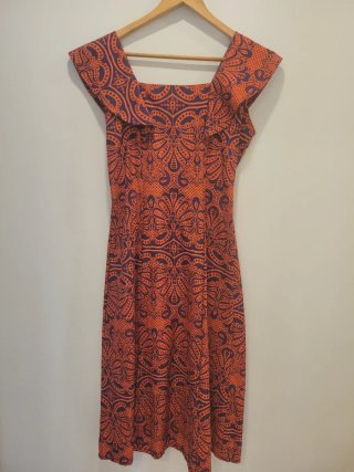 Vestido Midi Naranja y Morado Talla M