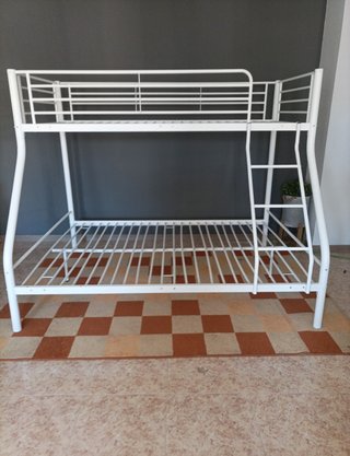 Litera Matrimonial Blanca Metálica
