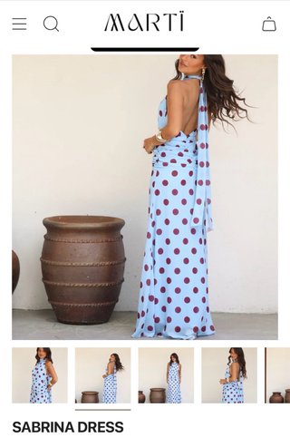 Vestido largo lunares azul y granate