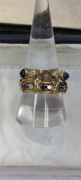 Anillo Oro 18k con Diamantes y Zafiros