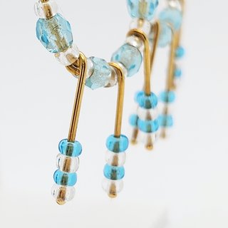 Pendientes Aro Oro 18k con Cuentas Azules