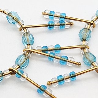 Pendientes Aro Oro 18k con Cuentas Azules
