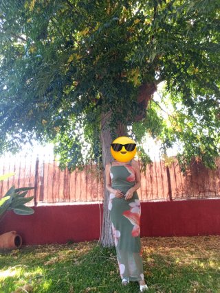Vestido largo tul verde y rosa