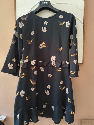 Abito Zara nero con uccellini